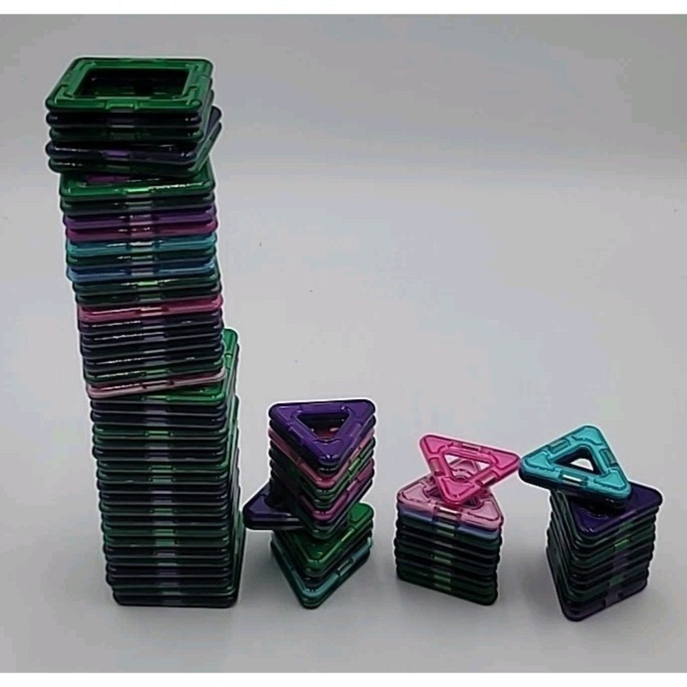 80 Pcs Magformers Magnetic Building Tiles Squares Triangles Magnets